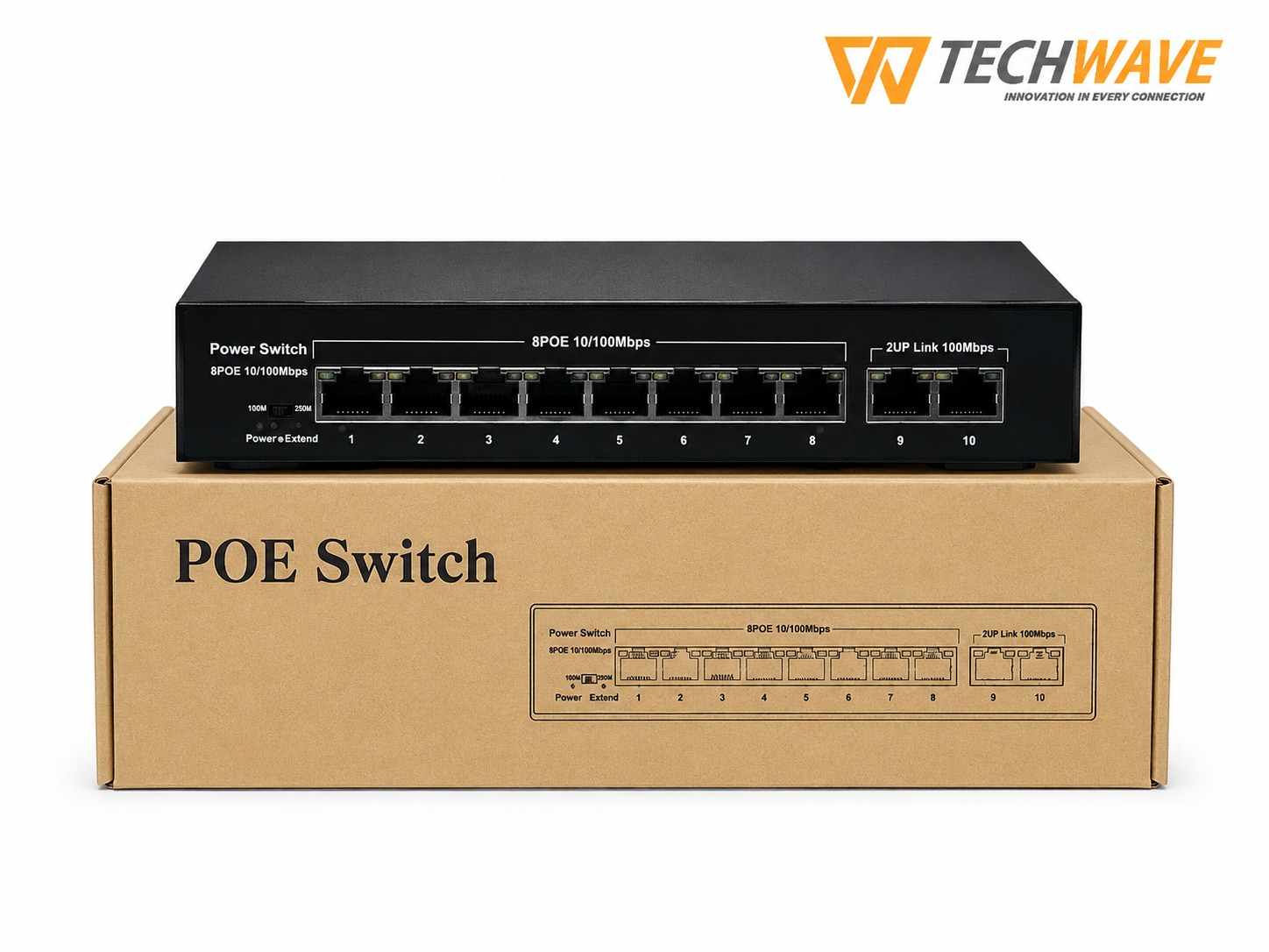PoE Switch (10/100Mbps | 8 Port | 2 Uplink + 1G SFP Gigabit)